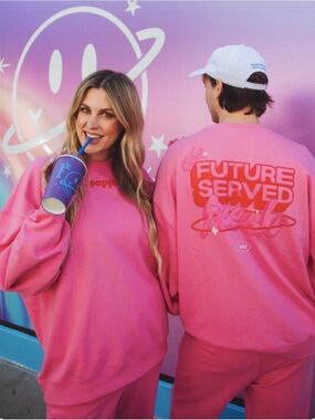Poppi Hot Pink Oversized Crewneck Size M Like New